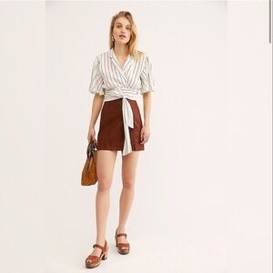 FREE PEOPLE Modern Femme Vegan Faux Leather Mini
Skirt Camel Moroccan Spice 10
